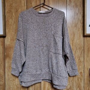 Zenana Slouchy Oversized Brown Mottled Sweater Size L